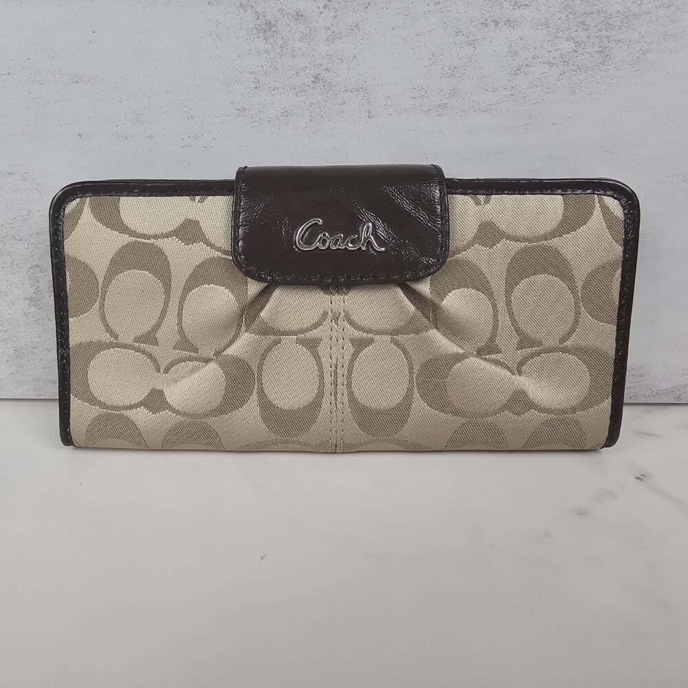 Coach Brown and Tan Signature Wallet
